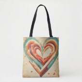ハート型レトロ トートバッグ (正面)