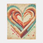ハート型レトロ フリースブランケット (正面)