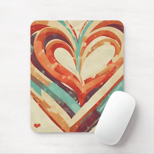 ハート型レトロ マウスパッド (マウス)