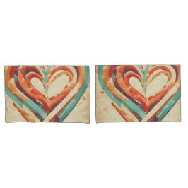 ハート型レトロ 枕カバー