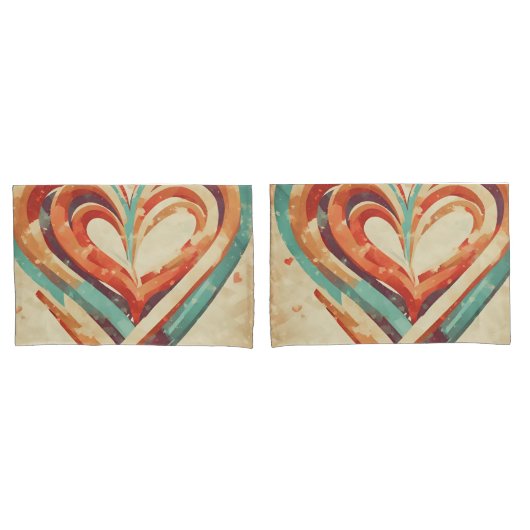 ハート型レトロ 枕カバー (フロントセット)