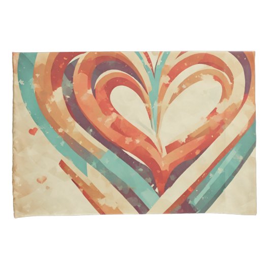 ハート型レトロ 枕カバー (正面右)