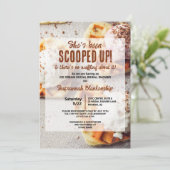 ハート型ワッフルアイスクリームスクープブライダルシャワー 招待状 (スタンド正面)