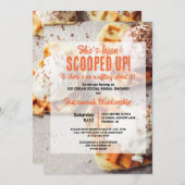 ハート型ワッフルアイスクリームスクープブライダルシャワー 招待状 (正面/裏面)