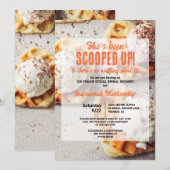 ハート型ワッフルアイスクリーム スクープ ブライダルシャワー 招待状 (正面/裏面)