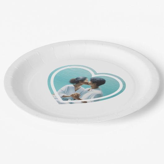 ハート型写真ウェディングプレート ペーパープレート (アングル)