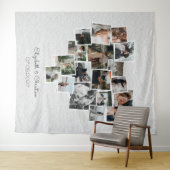 ハート型写真コラージュ ロマンチック ウェディング タペストリー (インサイチュ(横))