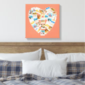 ハート型写真コラージュ 家族の写真 キャンバスプリント (インサイチュ (寝室))