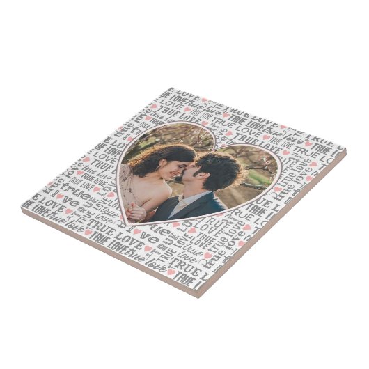 ハート型写真バレンタインまた結婚は タイル (側面)