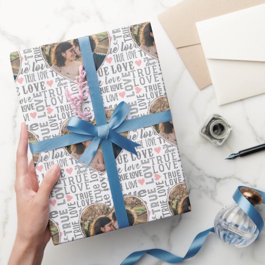 ハート型写真 真実の愛 バレンタインまたはウェディング ラッピングペーパー (ギフト)