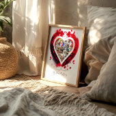 ハート型家族写真コラージュ ポスター