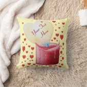 ハート型火炎レッドキャンドルアート クッション (ブランケット)