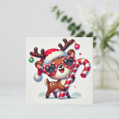 ハート型眼鏡とキャンディーケーンのダンスをするトナカイ シーズンカード (スタンド正面)