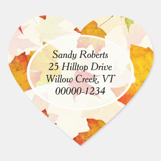 ハート型秋差出人住所ラベル ハートシール (正面)