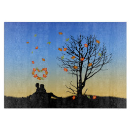 ハート型紅葉カップル カッティングボード