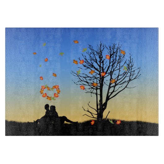 ハート型紅葉カップル カッティングボード (正面)
