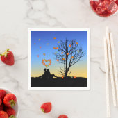 ハート型紅葉カップル スタンダードカクテルナプキン (インサイチュ)