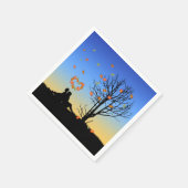 ハート型紅葉カップル スタンダードカクテルナプキン (角)