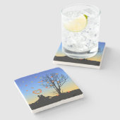 ハート型紅葉カップル ストーンコースター (横)