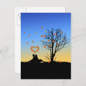 ハート型紅葉カップル ポストカード (正面/裏面)