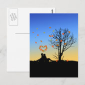 ハート型紅葉カップル ポストカード (正面/裏面)