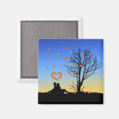 ハート型紅葉カップル マグネット (正面/裏面)