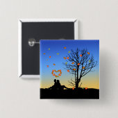 ハート型紅葉カップル 缶バッジ (正面&裏面)