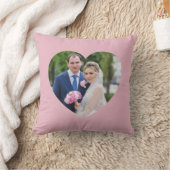 ハート型結婚のフォトピンク クッション (ブランケット)