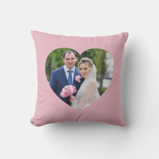 ハート型結婚のフォトピンク クッション (正面)