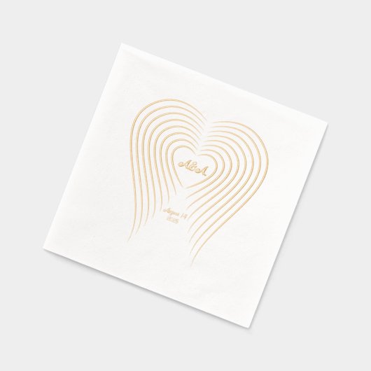 ハート型結婚の名前と日付 箔ナプキン (左)