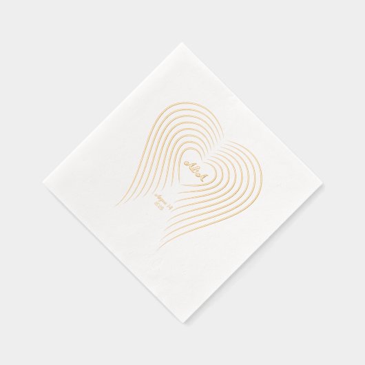 ハート型結婚の名前と日付 箔ナプキン (右)