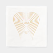ハート型結婚の名前と日付 箔ナプキン (正面)