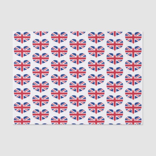 ハート型統一されたキングダムフラッグ/ユニオンジャック 薄葉紙 (正面)
