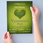 ハート型芝バレンタインデーパーティーフライヤー チラシ (手)