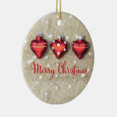 ハート型赤と白クリスマス セラミックオーナメント (右)