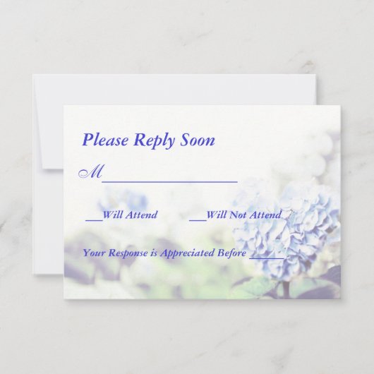 ハート型青い紫陽花の出欠返信カード 出欠カード (正面)
