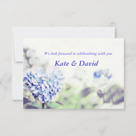 ハート型青い紫陽花の出欠返信カード 出欠カード (裏面)