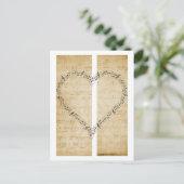 ハート型音符ヴィンテージシートはがき ポストカード (スタンド正面)