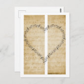 ハート型音符ヴィンテージシートはがき ポストカード (正面/裏面)