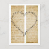 ハート型音符ヴィンテージシートはがき ポストカード (正面)