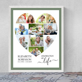 ハート型11フォトコラージュお祝いの生活 ポスター