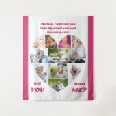 ハート型11フォトコラージュ私の背景を結婚 タペストリー (正面)