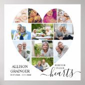 ハート型11フォトコラージュ葬儀記念 ポスター (正面)
