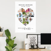 ハート型11フォトコラージュ記念葬儀 ポスター (ホームオフィス)