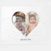 ハート型2フォトコラージュポスター フリースブランケット (正面(横))