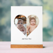 ハート型2フォトコラージュ アクリルサイン (ニュートラル)