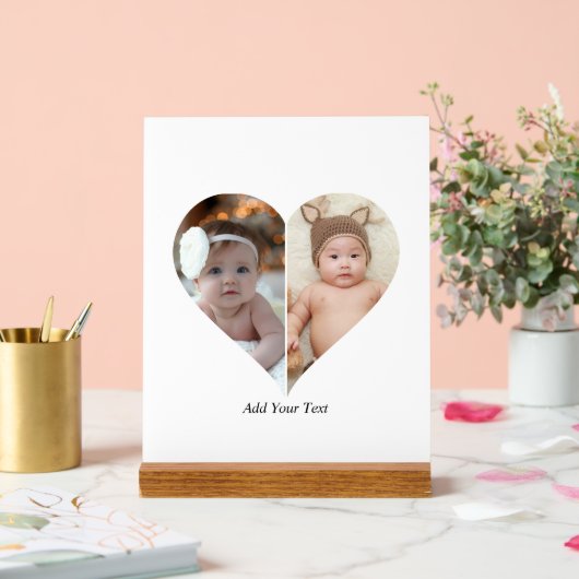 ハート型2フォトコラージュ アクリルサイン (ウェディング)