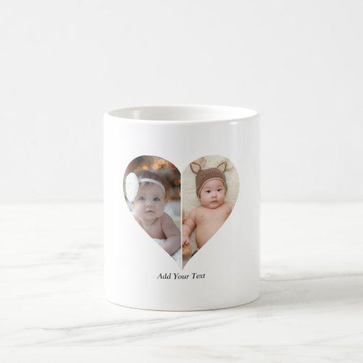 ハート型2フォトコラージュ コーヒーマグカップ (中央)
