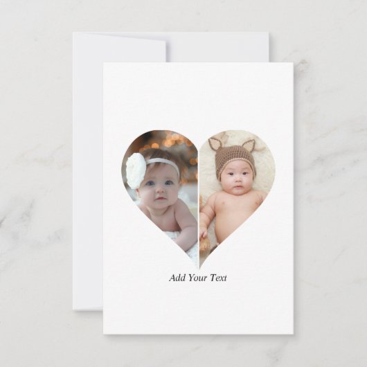 ハート型2フォトコラージュ サンキューカード (正面)