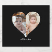 ハート型2フォトコラージュ スパークリングワインラベル (シングルラベル)